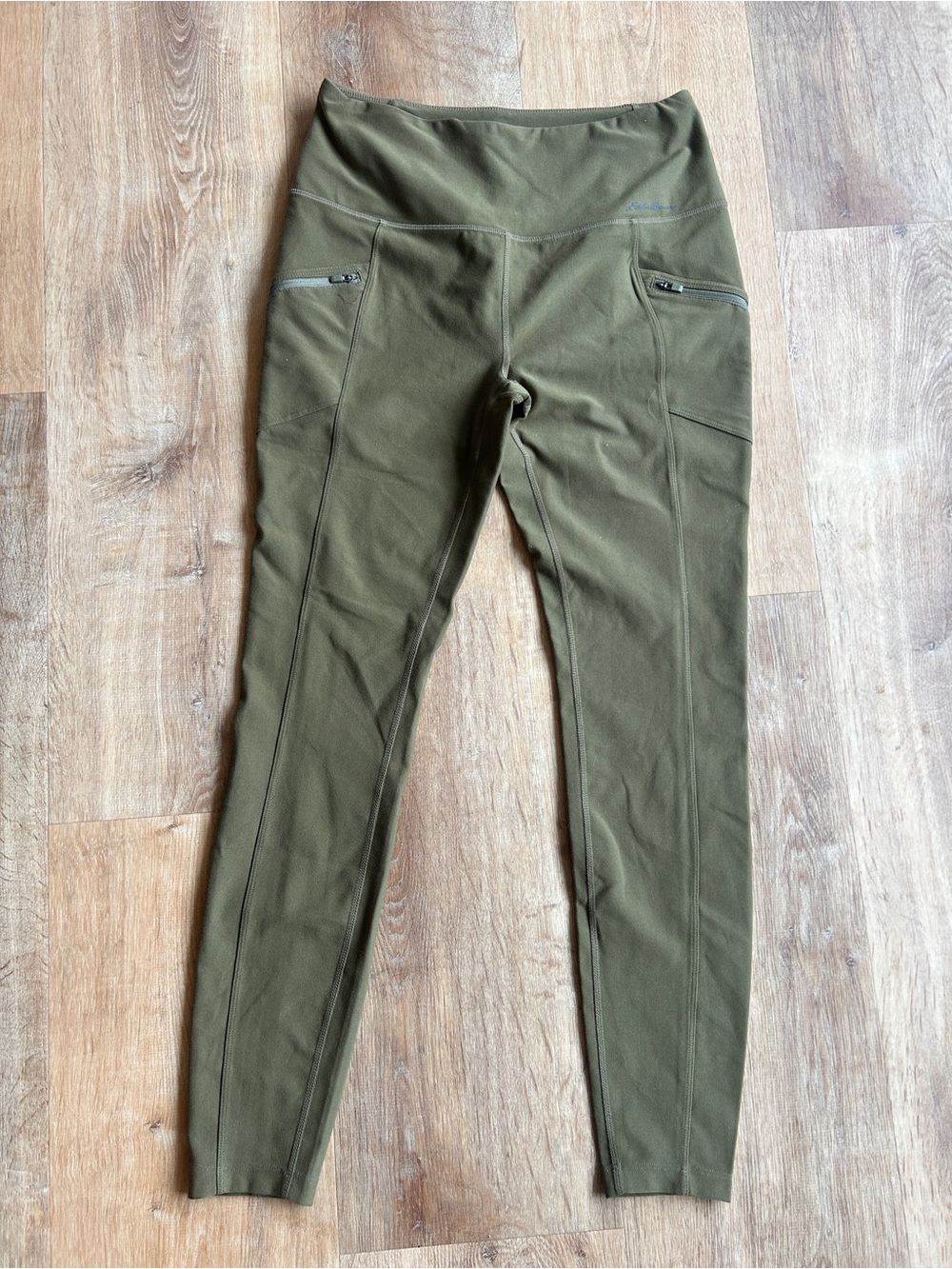 Eddie Bauer Women’s Khaki/Tan Active Leggings with Zip Pockets